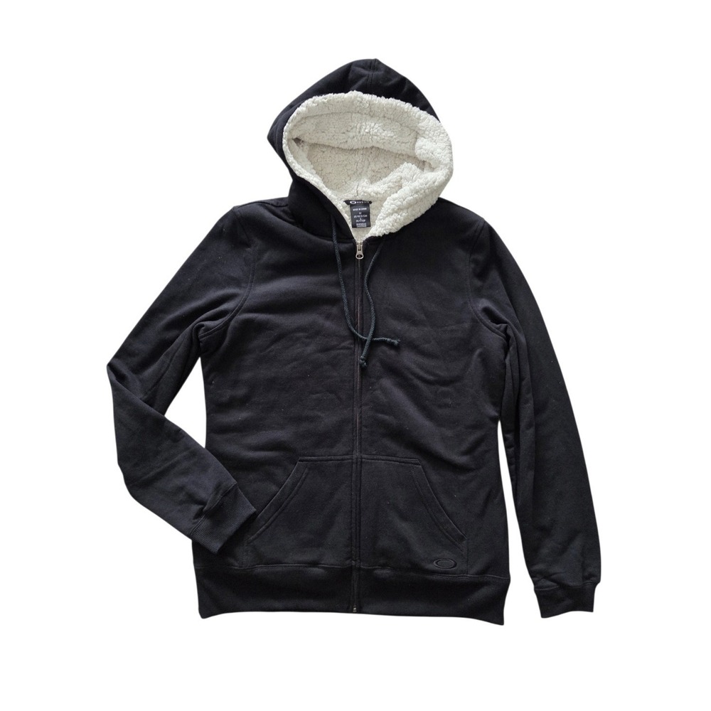 Oakley Sherpa Lined Full Zip Hoodie Jacket Black Men's M Warm Skater 2000's Logo